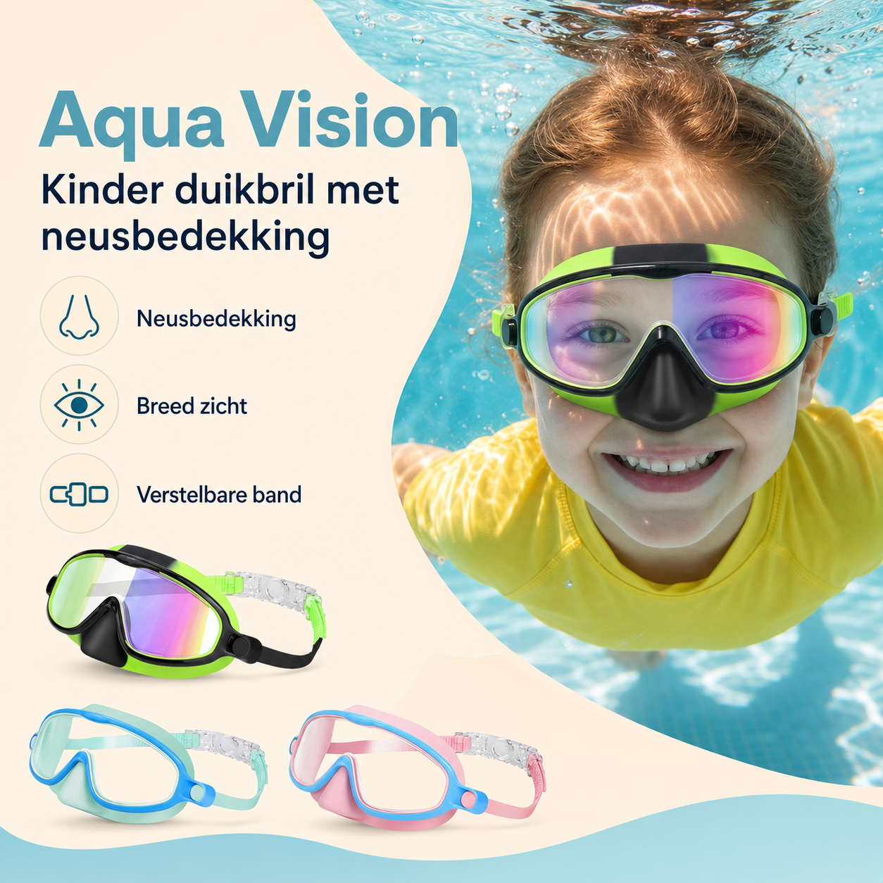 AquaVision™ Kinder Duikbril met Neusbedekking