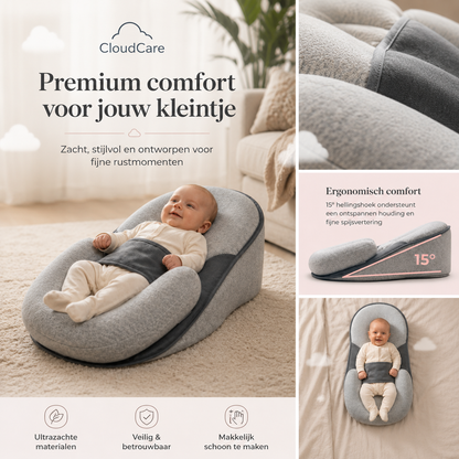 CloudCare™ Ergonomic Baby Pillow with Incline – Comfort & Support for Your Baby