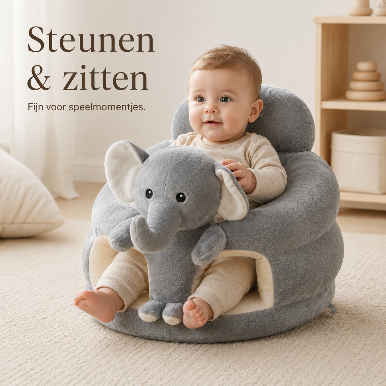 KnuffelZit™ Baby Lounger – Zacht Baby Zitkussen
