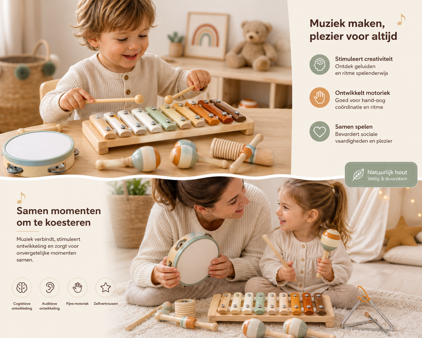HappyHarmony™ – 8-Piece Montessori Music Set – Stimulates Creativity & Development