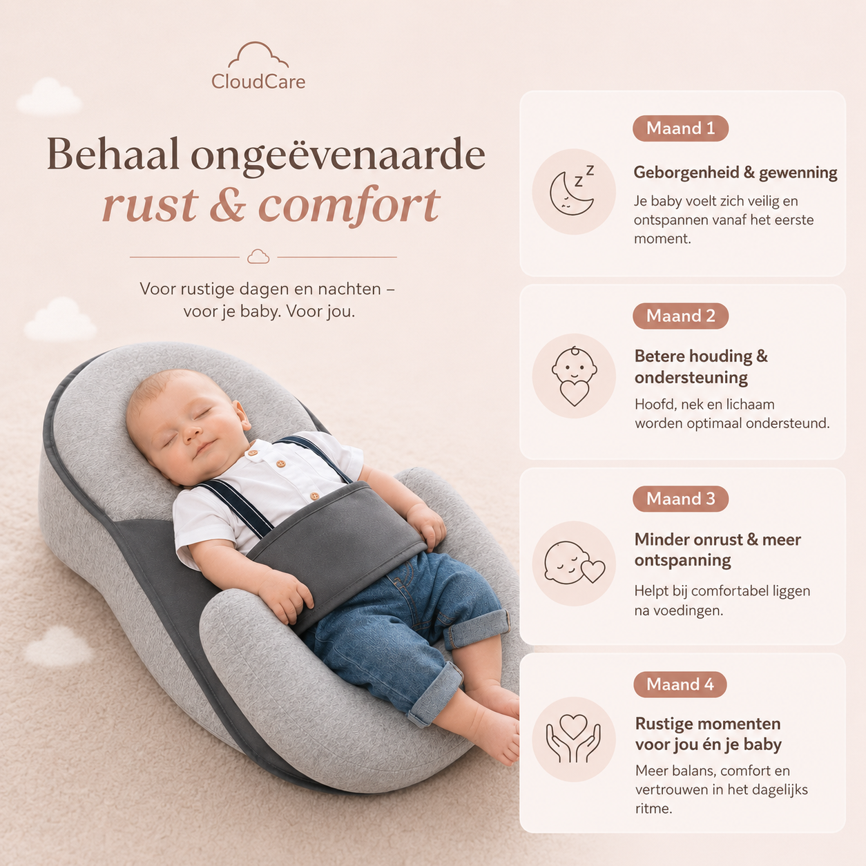 CloudCare™ Ergonomisch Babykussen met Helling