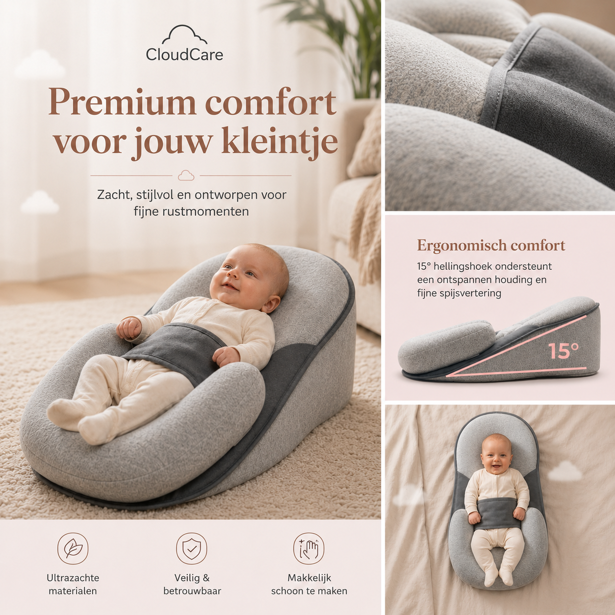 CloudCare™ Ergonomisch Babykussen met Helling