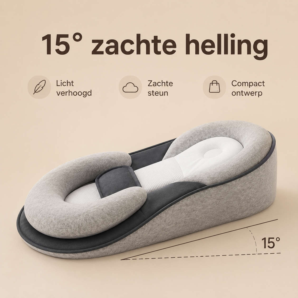 CloudCare™ Ergonomic Baby Pillow with Incline – Comfort & Support for Your Baby