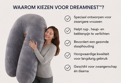 Oreiller de grossesse DreamNest™ 130×70 cm