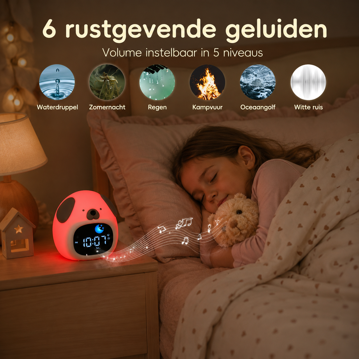 DroomBuddy™ 3-in-1 Kinderwekker, Slaaptrainer & Nachtlampje