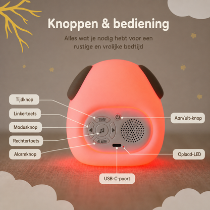 DroomBuddy™ 3-in-1 Kinderwekker, Slaaptrainer & Nachtlampje