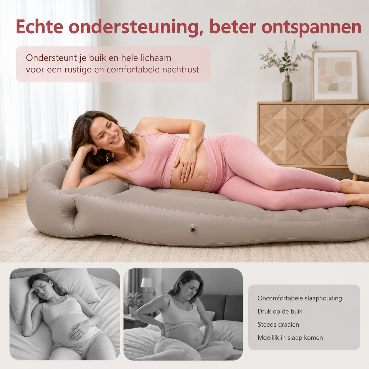 MamaNest Air™ – Opblaasbare Buikligmat voor Zwangeren