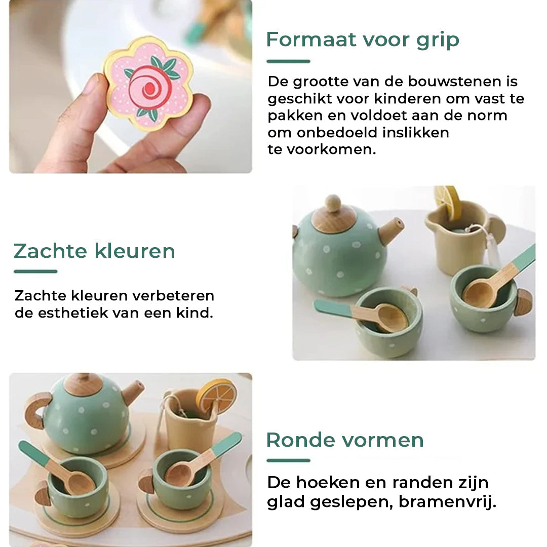 TheeTijd Houten Theeservies - 15-Delige Speelset