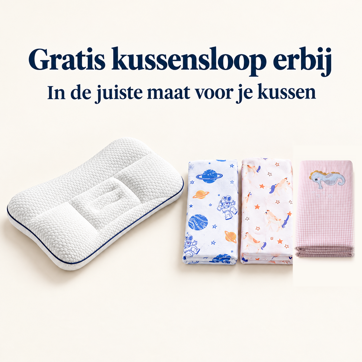 ErgoCloud met gratis kussensloop in de juiste maat, in astronaut, eenhoorn of zeepaardje