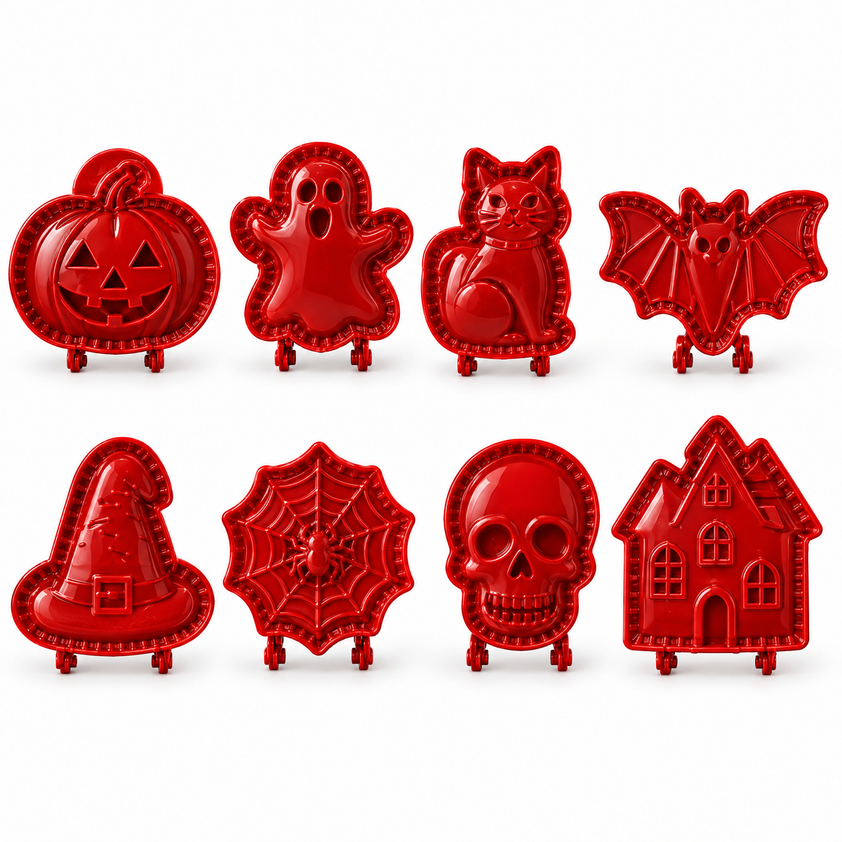 De acht Halloween-vormen naast elkaar