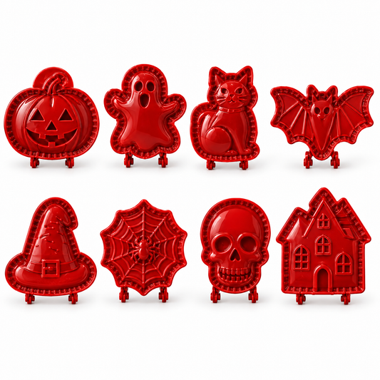 De acht Halloween-vormen naast elkaar