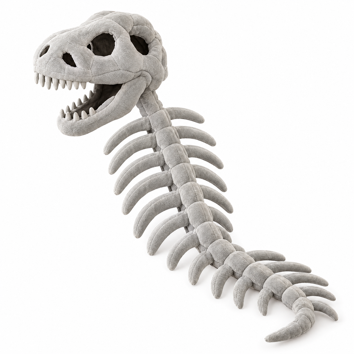 Pluche dinoskelet kostuum met T-rex-kop, ruggengraat en staart