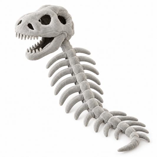 Pluche dinoskelet kostuum met T-rex-kop, ruggengraat en staart