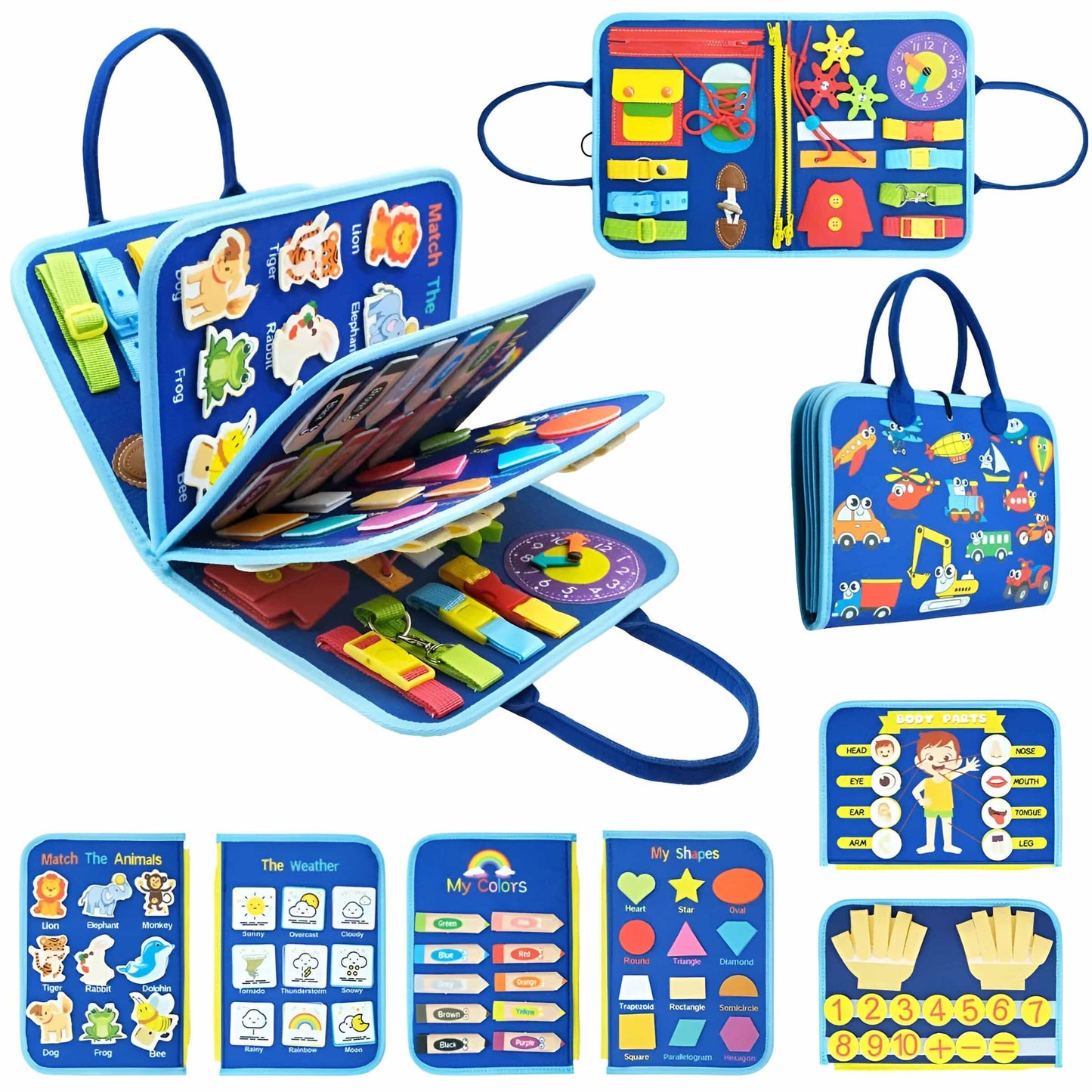 Kleine Ontdekker™ 7-in-1 Montessori Boek - Leren, voelen en ontdekken met plezier
