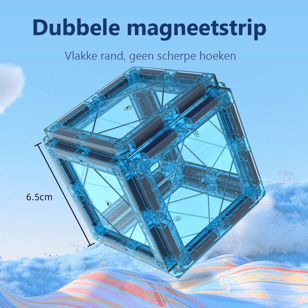 Doorsnede van een tegel: twee magneetstrips in elke zijde, vlakke rand, 6,5 cm